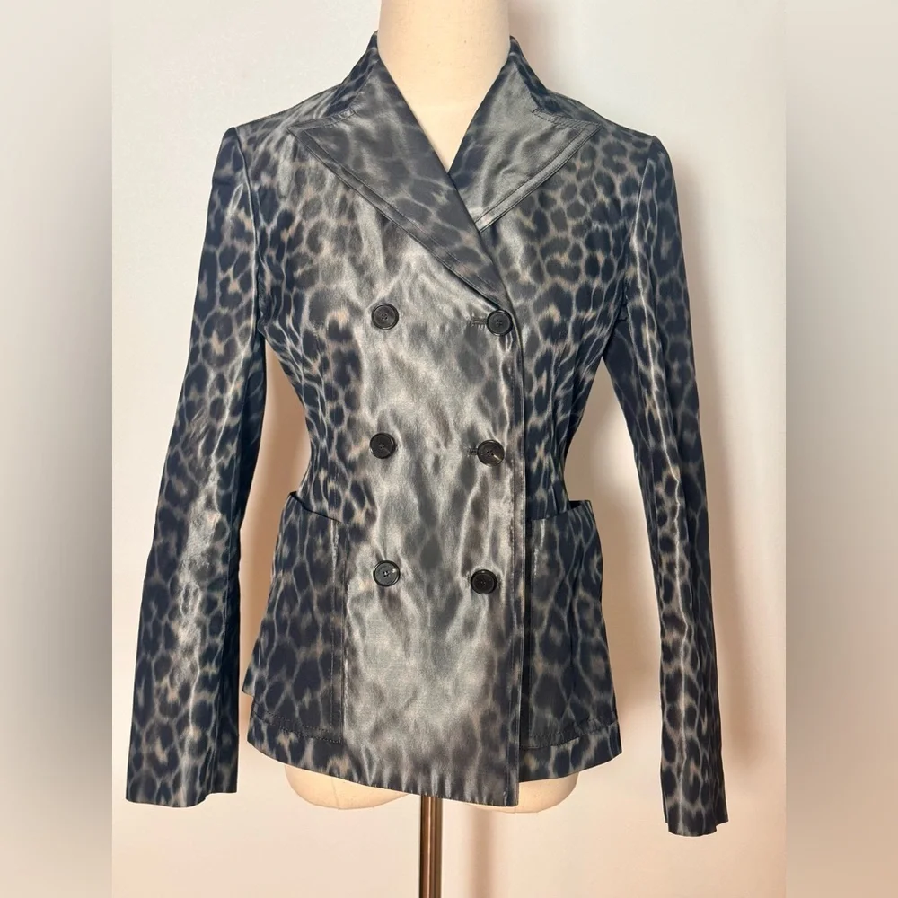 Christian Dior Women's Bar Silk Grey Leopard Blazer Size 2